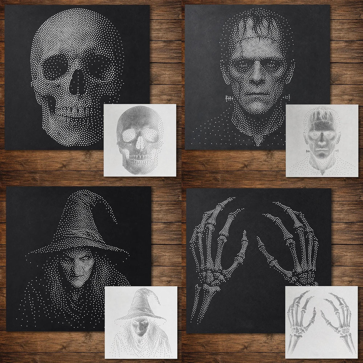 Halloween Stencil Bundle #1 reusable Mylar stencil bundle, 300 x 300 mm