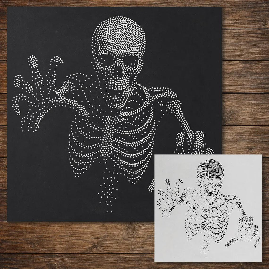 Halloween Stencil Bundle #2  | Reaper, Clown, Pumpkin man, Skeleton | Set of 4 Realistic Mylar Stipple Wall Art (Large - 300mm / 12" approx)