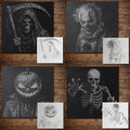 Halloween Stencil Bundle #2 reusable Mylar stencil bundle, 300 x 300 mm