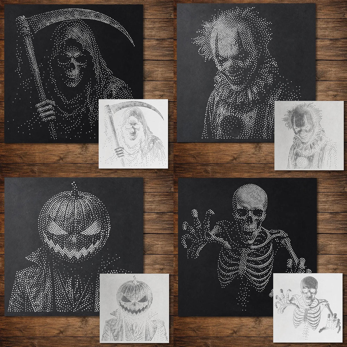Halloween Stencil Bundle #2 reusable Mylar stencil bundle, 300 x 300 mm