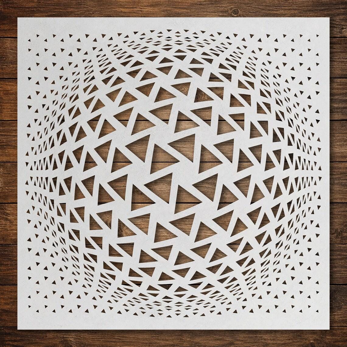 Geometric Stencil Bundle #1  | Squares, Circles, Triangles, Moire Pattern | Set of 4 Wall Art (Large - 300mm / 12" approx)