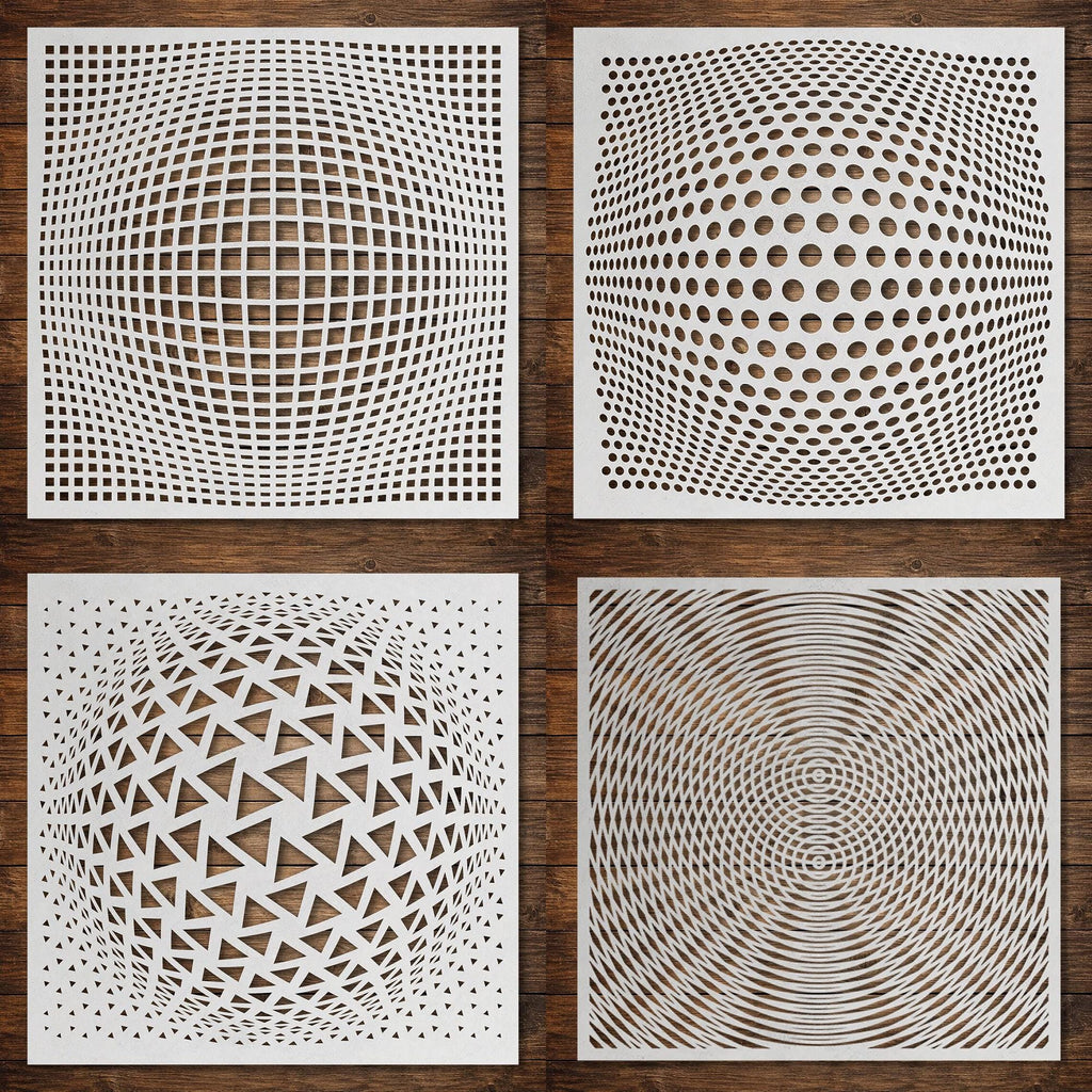 Geometric Stencil Bundle #1 reusable Mylar stencil bundle, 300 x 300 mm