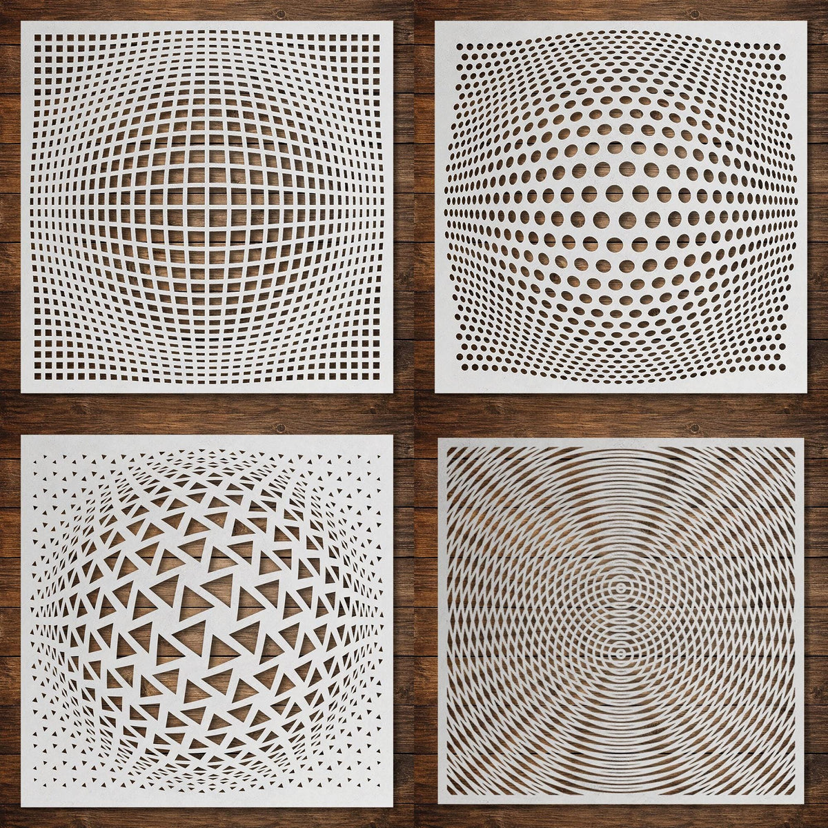 Geometric Stencil Bundle #1 reusable Mylar stencil bundle, 300 x 300 mm