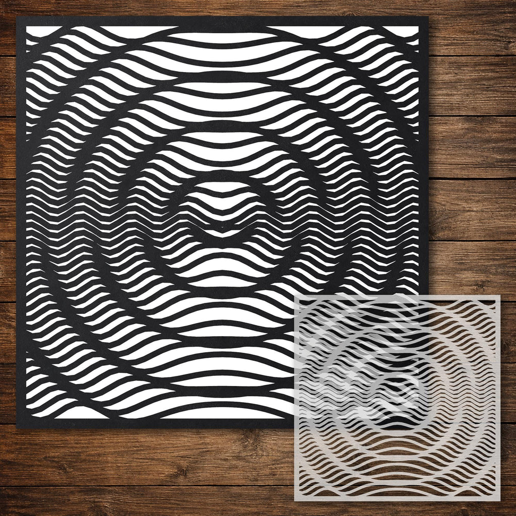 Geometric Pattern Stencil #16 | Water Drop / Waves | Detailed DIY Mylar Wall Art, Crafts (Large - 300mm / 12" approx)
