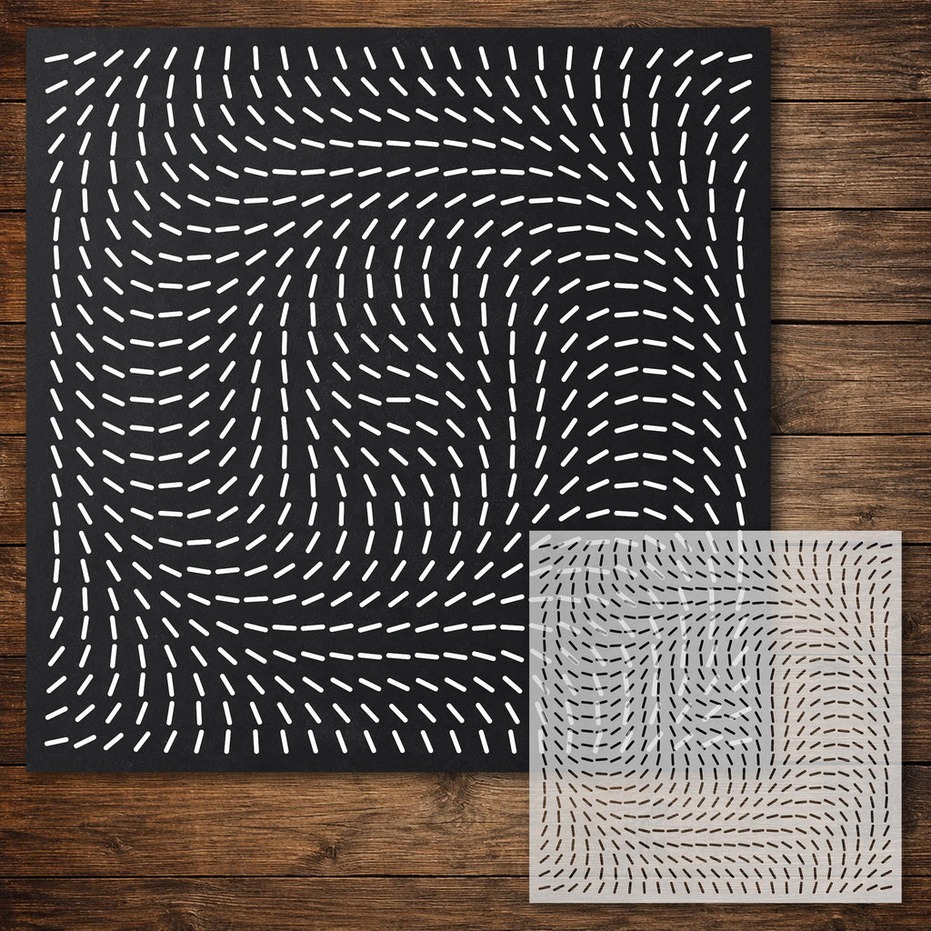 Geometric Pattern Stencil #19 | Line Field Flow | Detailed DIY Mylar Wall Art, Crafts (Large - 300mm / 12" approx)