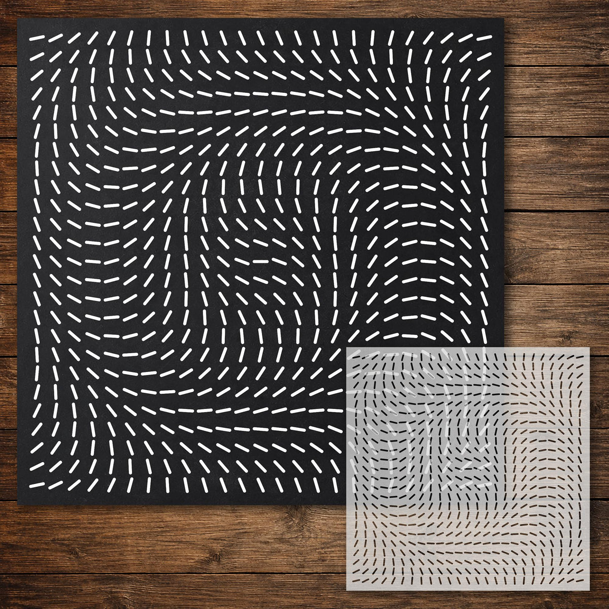 Geometric Pattern Stencil #19 | Line Field Flow | Detailed DIY Mylar Wall Art, Crafts (Large - 300mm / 12" approx)