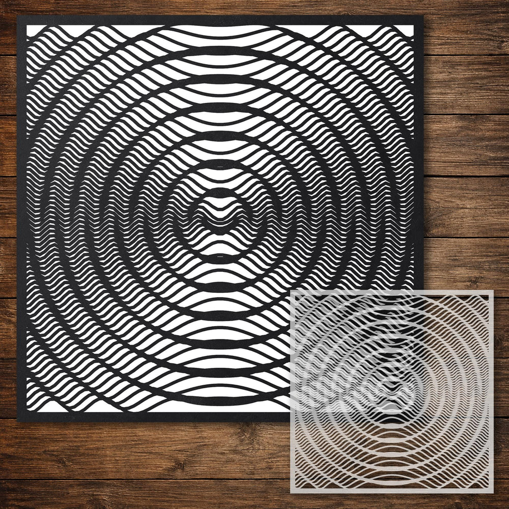 Geometric Pattern Stencil #21 | Water Drop / Waves | Detailed DIY Mylar Wall Art, Crafts (Large - 300mm / 12" approx)