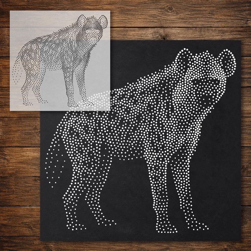 Hyena Stipple Art Stencil reusable Mylar stencil, 300 x 300 mm