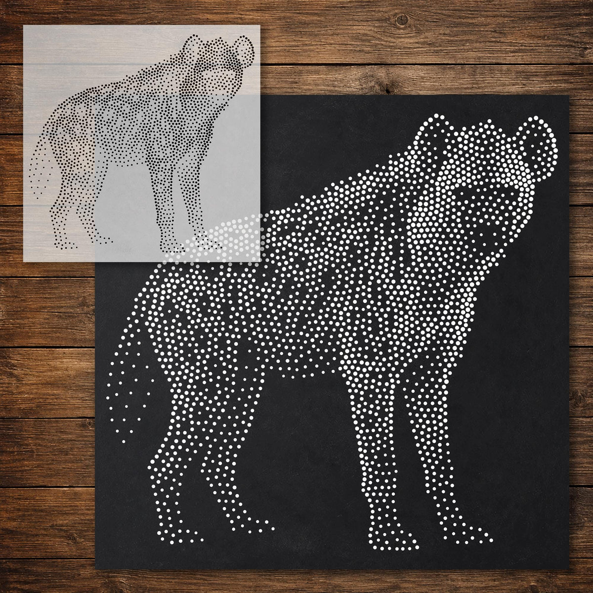 Hyena Stipple Art Stencil reusable Mylar stencil, 300 x 300 mm