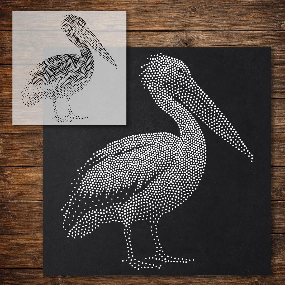 Pelican Stipple Art Stencil reusable Mylar stencil, 300 x 300 mm