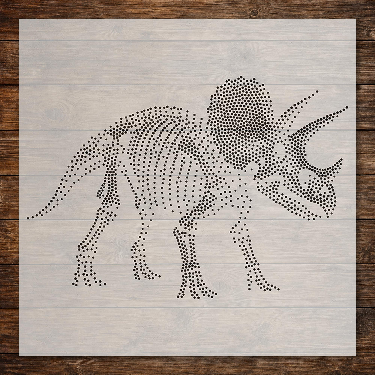 Triceratops Skeleton Dinosaur Stencil | Realistic Highly Detailed DIY Mylar Wall Art, Stipple Art Crafts (Large - 300mm / 12" approx)