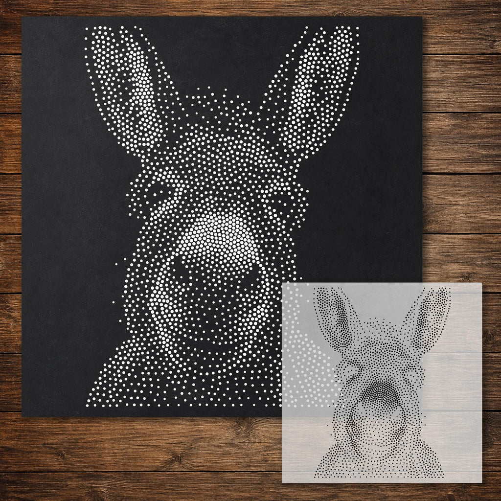 Donkey Portrait Stipple Art Stencil reusable Mylar stencil, 300 x 300 mm