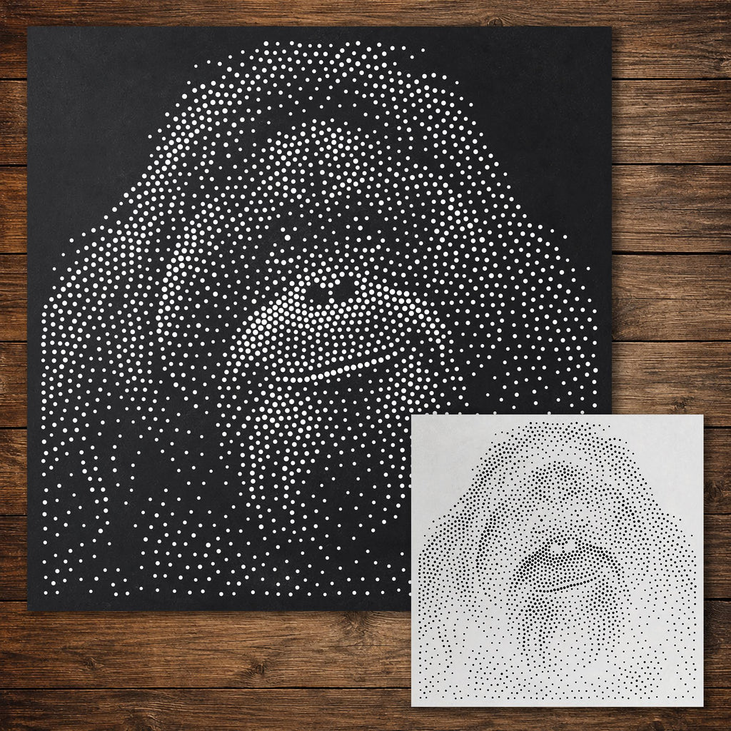 Orangutan Portrait Stipple Art Stencil reusable Mylar stencil, 300 x 300 mm