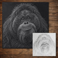 Orangutan Portrait Stipple Art Stencil reusable Mylar stencil, 300 x 300 mm