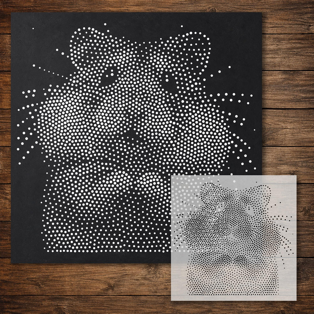 Hamster Portrait Stipple Art Stencil reusable Mylar stencil, 300 x 300 mm