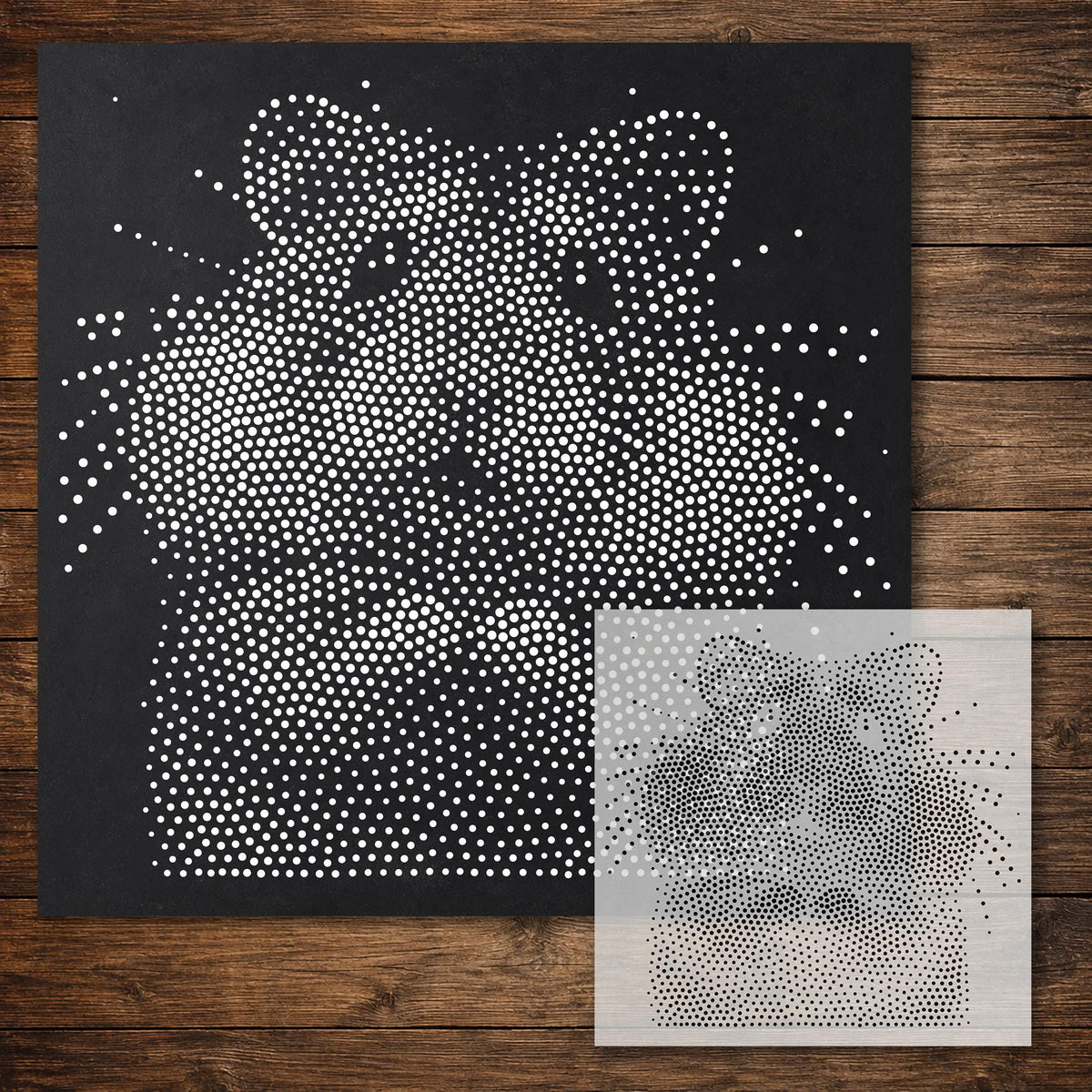 Hamster Portrait Stipple Art Stencil reusable Mylar stencil, 300 x 300 mm