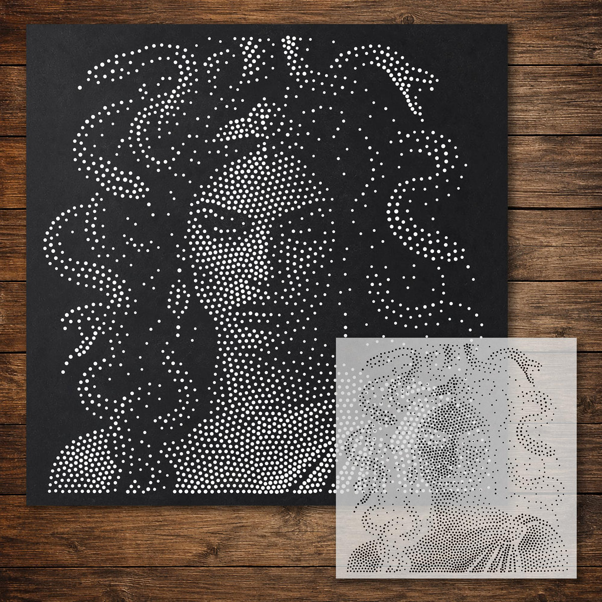 Medusa Stencil #2 reusable Mylar stencil, 300 x 300 mm