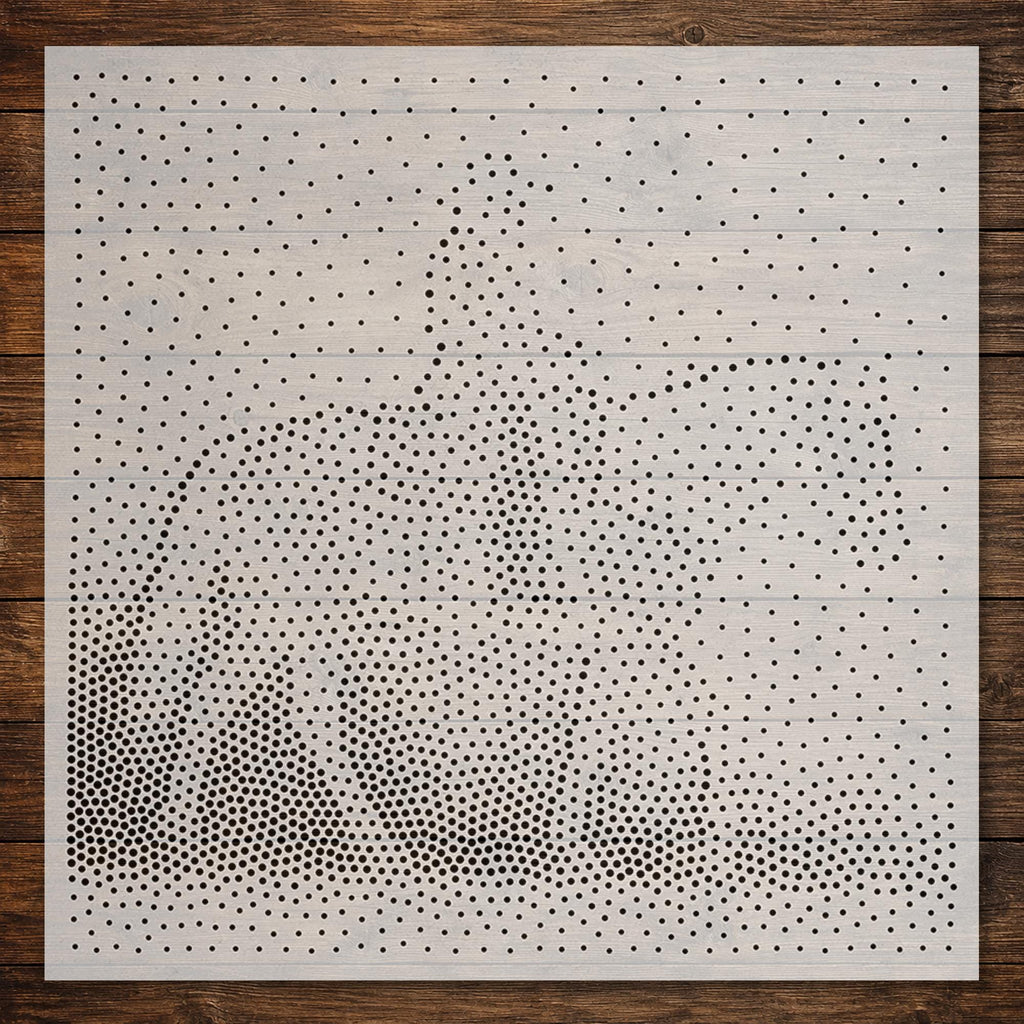 Cowboy on Horseback Stipple Art Stencil | Realistic Mylar Plastic Craft Stencil (Large - 300mm / 12" approx)