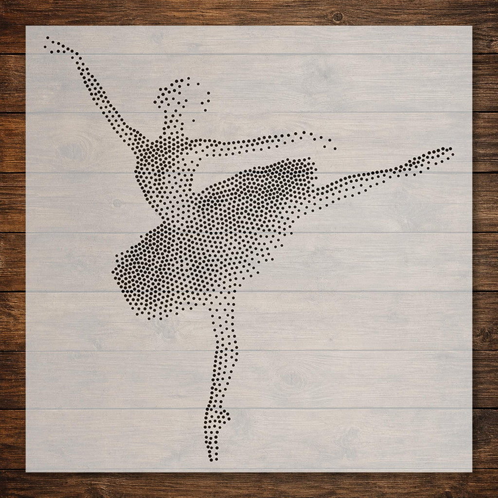 Ballerina Dancing Stipple Art Stencil | Realistic Animal Mylar Plastic Craft Stencil (Large - 300mm / 12" approx)