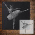 Ballerina Dancing Stipple Art Stencil reusable Mylar stencil, 300 x 300 mm