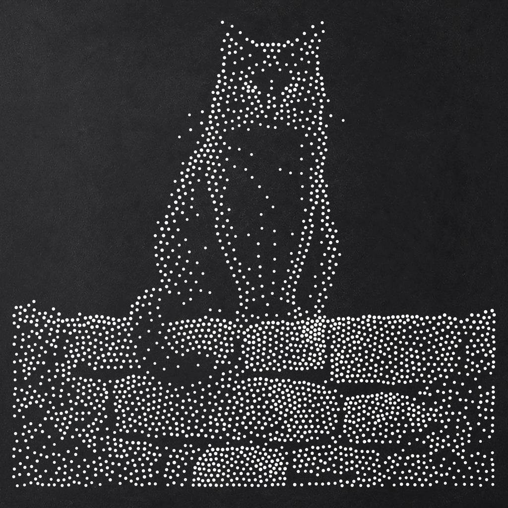 Black Cat on Wall Stipple Art Stencil | Realistic Animal Mylar Plastic Craft Stencil (Large - 300mm / 12" approx)