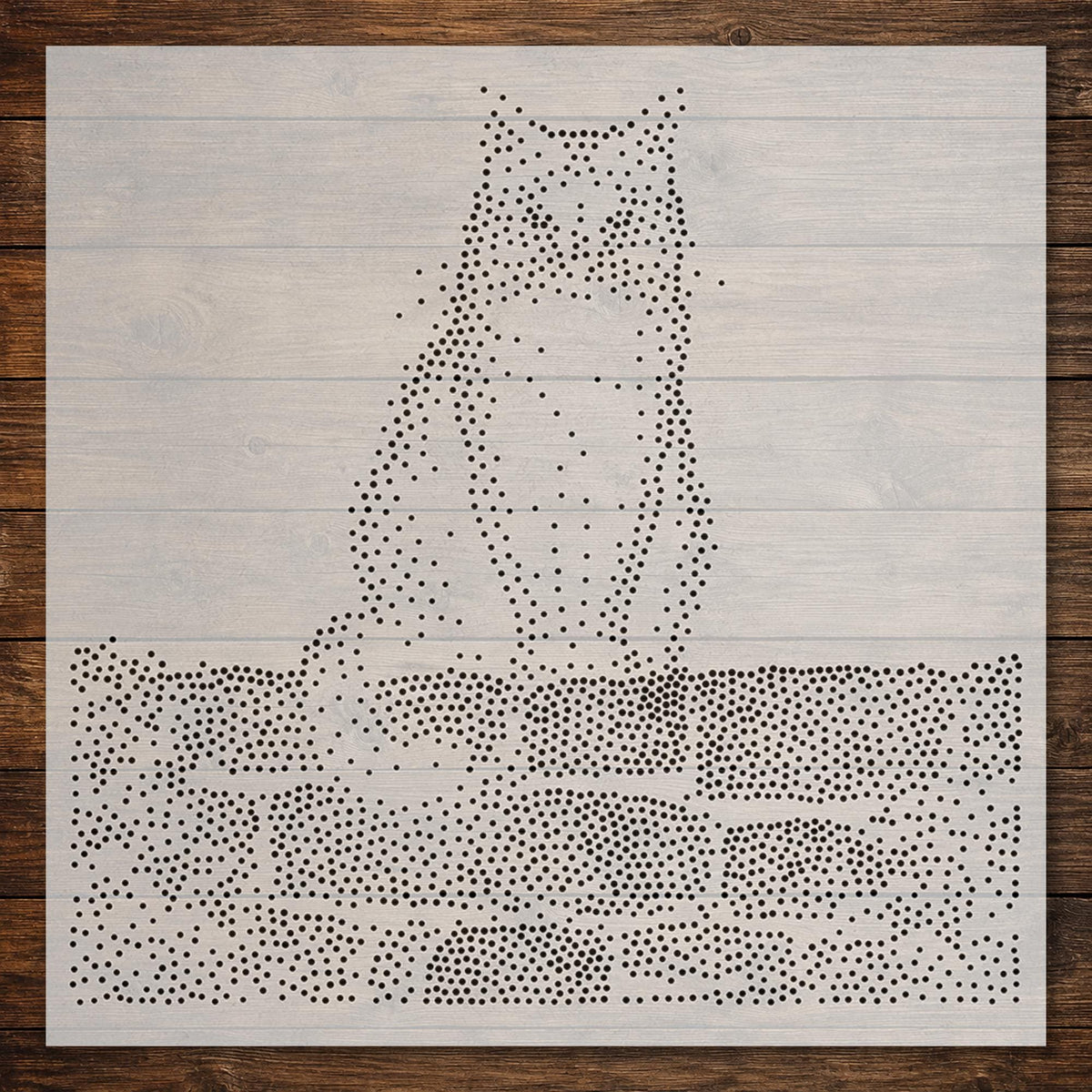 Black Cat on Wall Stipple Art Stencil | Realistic Animal Mylar Plastic Craft Stencil (Large - 300mm / 12" approx)