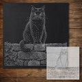 Black Cat on Wall Stipple Art Stencil reusable Mylar stencil, 300 x 300 mm