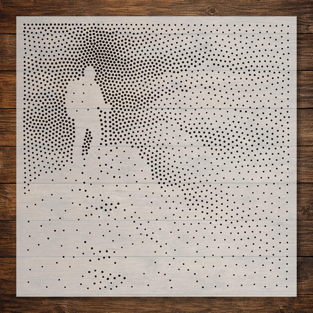 Hiker on Peak Stipple Art Stencil | Realistic Mylar Plastic Craft Stencil (Large - 300mm / 12" approx)