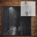 Noir Detective under Streetlamp Stipple Art Stencil reusable Mylar stencil, 300 x 300 mm