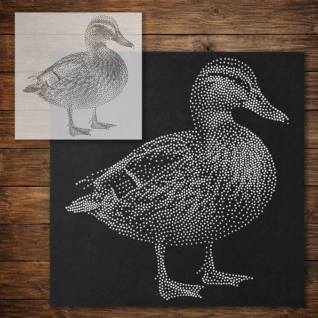 Mallard Duck Stipple Art Stencil reusable Mylar stencil, 300 x 300 mm