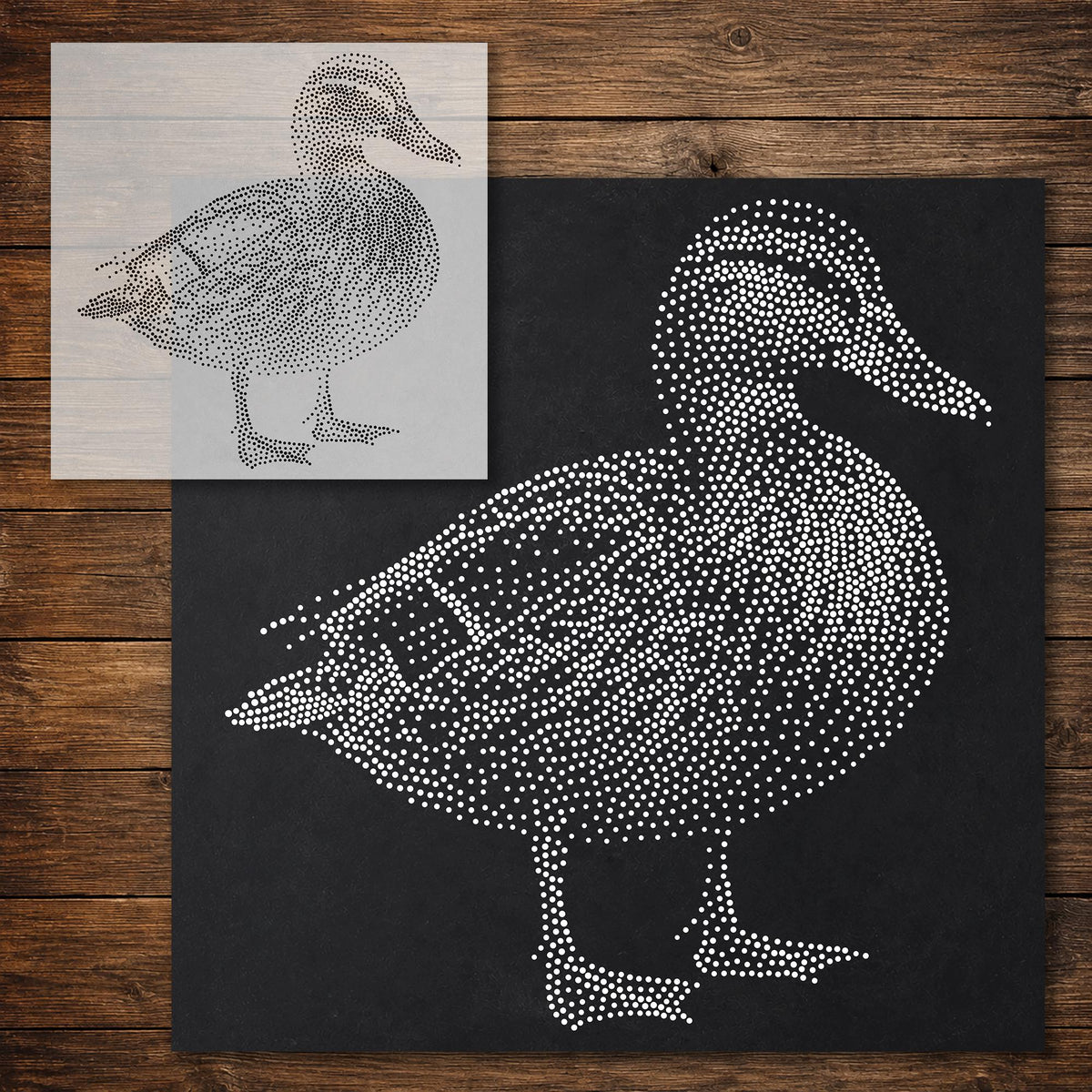 Mallard Duck Stipple Art Stencil reusable Mylar stencil, 300 x 300 mm