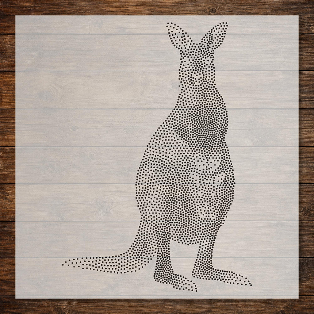 Kangaroo with Joey in Pouch Stipple Art Stencil | Realistic Animal Mylar Plastic Craft Stencil (Large - 300mm / 12" approx)