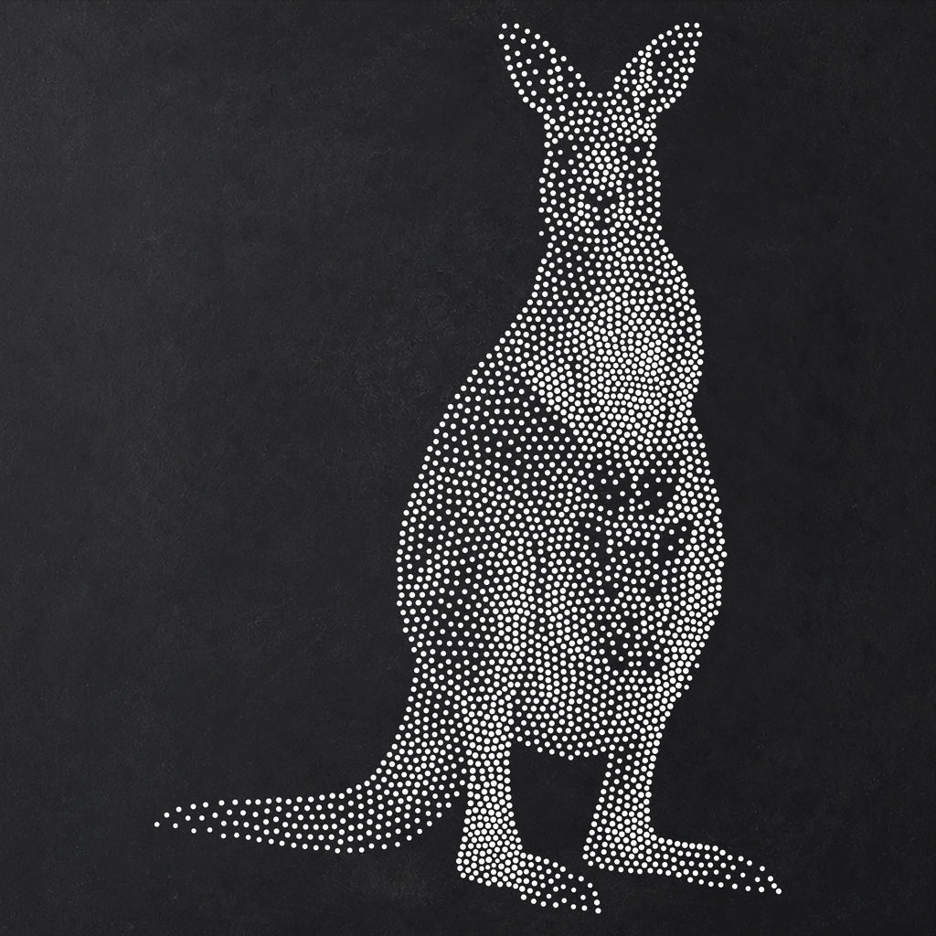 Kangaroo with Joey in Pouch Stipple Art Stencil | Realistic Animal Mylar Plastic Craft Stencil (Large - 300mm / 12" approx)