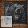Bear Roaring Stipple Art Stencil reusable Mylar stencil, 300 x 300 mm