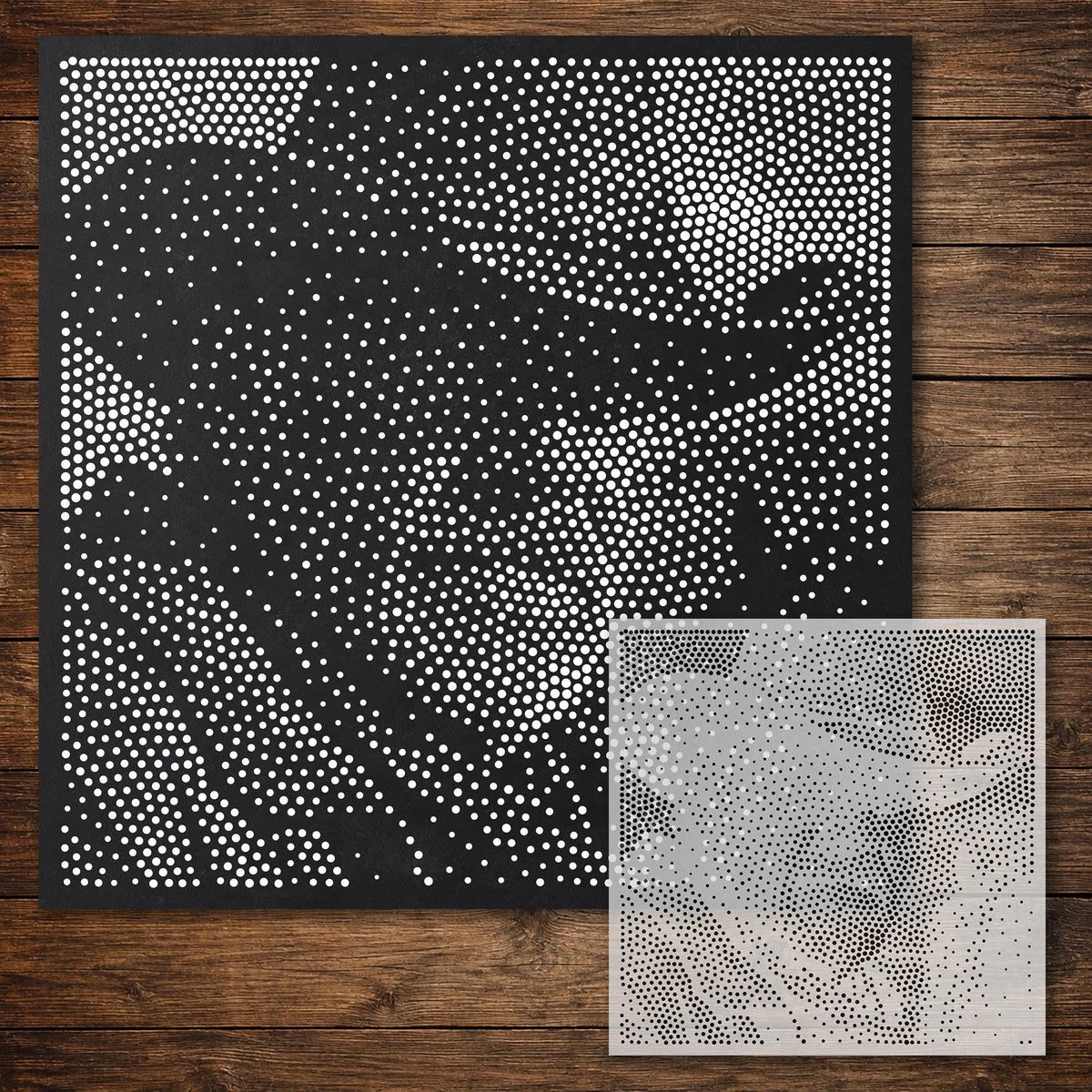 Old Cowboy Portrait Stipple Art Stencil reusable Mylar stencil, 300 x 300 mm