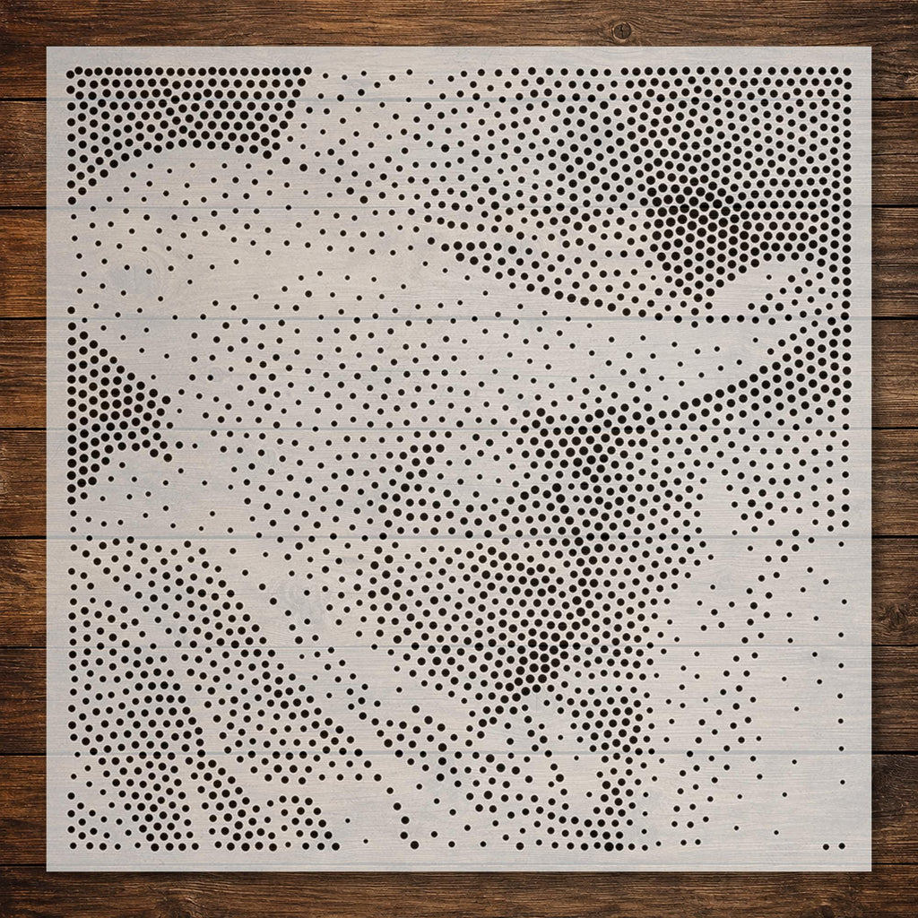 Old Cowboy Portrait Stipple Art Stencil | Realistic Mylar Plastic Craft Stencil (Large - 300mm / 12" approx)