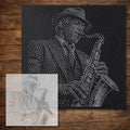 Saxophonist Stipple Art Stencil reusable Mylar stencil, 300 x 300 mm
