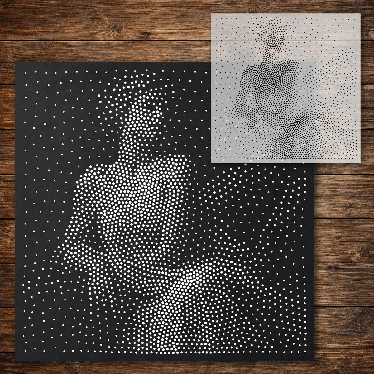 Classical Muse Portrait Stipple Art Stencil reusable Mylar stencil, 300 x 300 mm