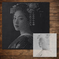 Geisha Portrait Stipple Art Stencil reusable Mylar stencil, 300 x 300 mm